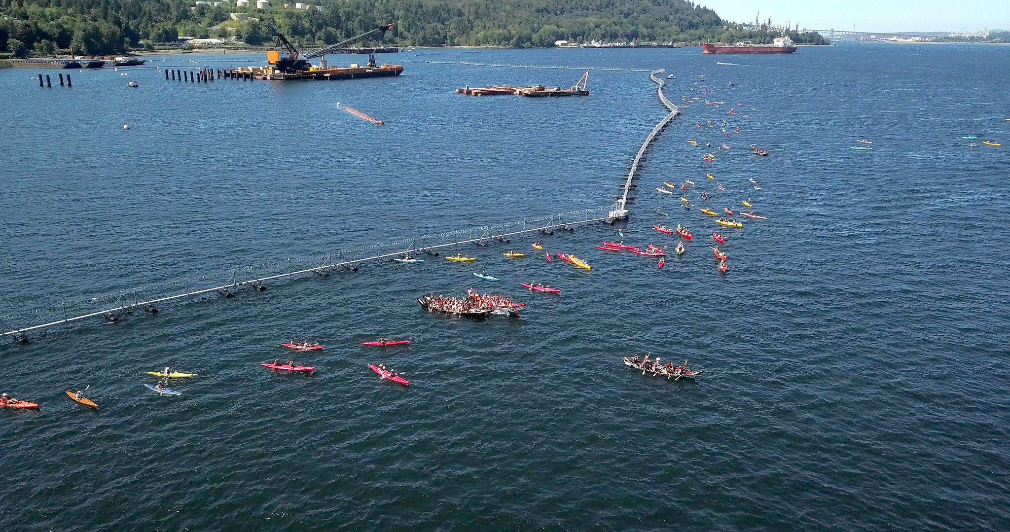 Kayaks protesting Trans Mountain pipeline